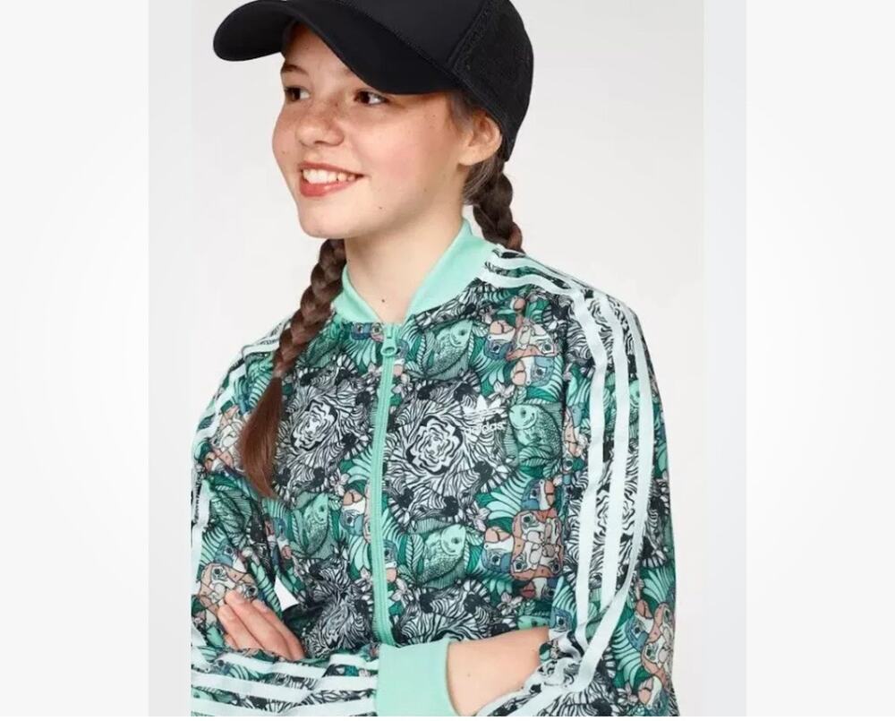 Adidas Girls Zoo Full Zip Jacket Mint Size Large Youth 13-14 Jungle
